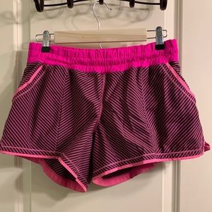 Lululemon pink stripe running shorts